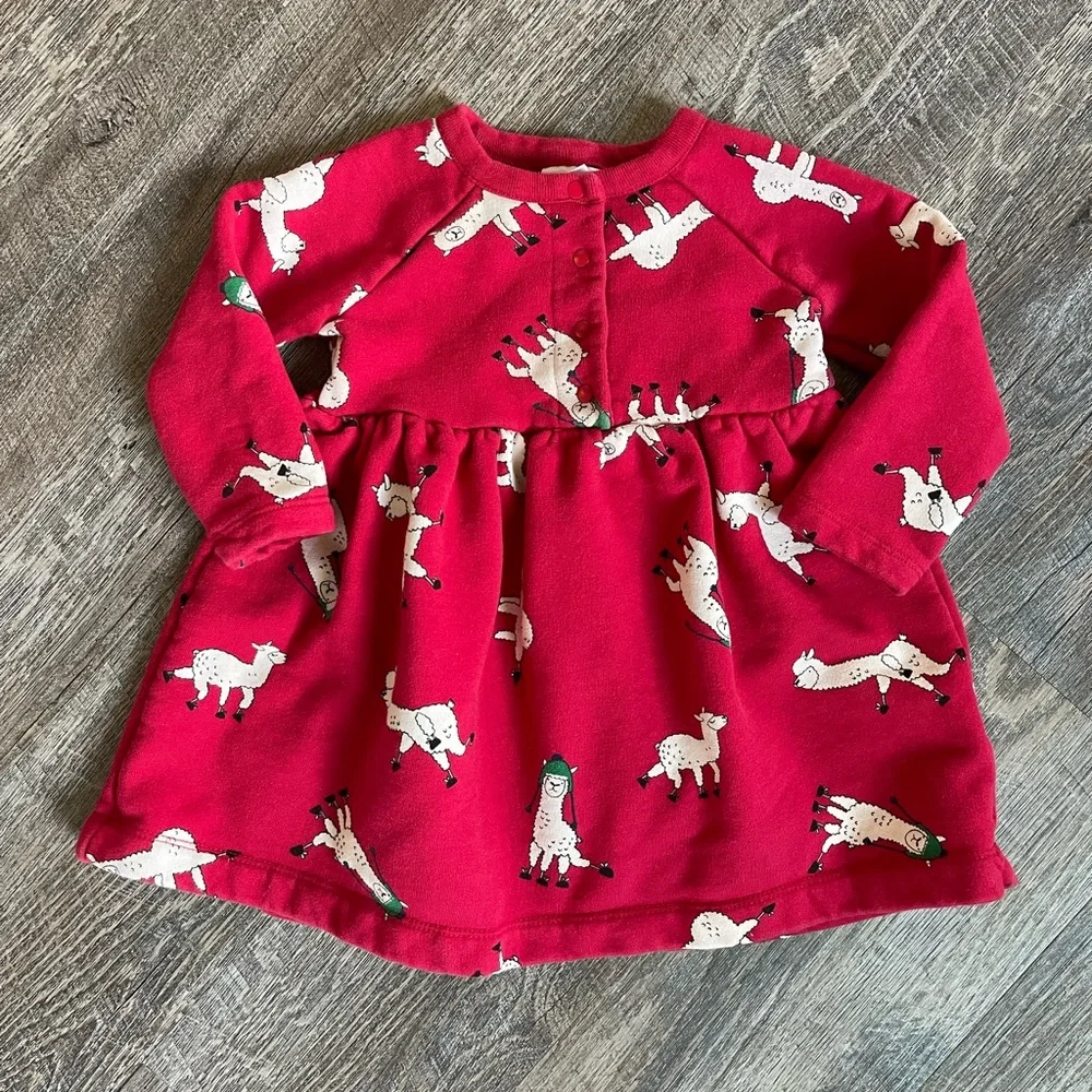 Hanna Andersson long sleeve llama print dress